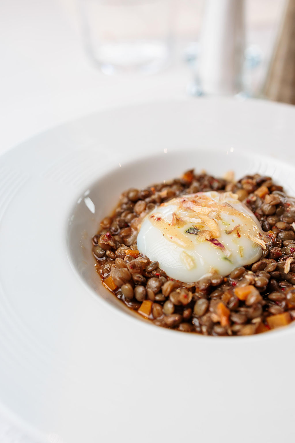 Salade de lentille oeuf parfait le Bouillon Béarnais
